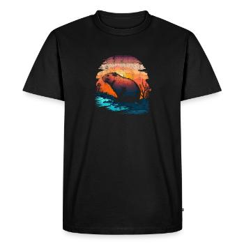 Capybara Wildlife Retro Vintage Drôle Capybara - T-shirt Premium bio Homme - noir - Devant - Nico (187cm)