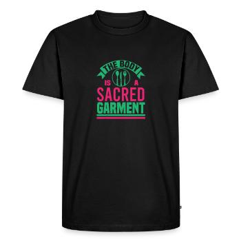 LE CORPS EST UN VÊTEMENT SACRÉ - T-shirt Premium bio Homme - noir - Devant - Nico (187cm)