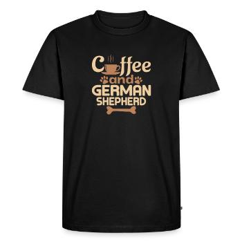 Café et berger allemand amoureux des animaux de compagnie - T-shirt Premium bio Homme - noir - Devant - Nico (187cm)