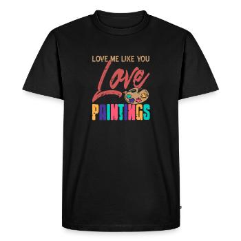Aimez-moi comme vous aimez les peintures Drôle de peintre - T-shirt Premium bio Homme - noir - Devant - Nico (187cm)