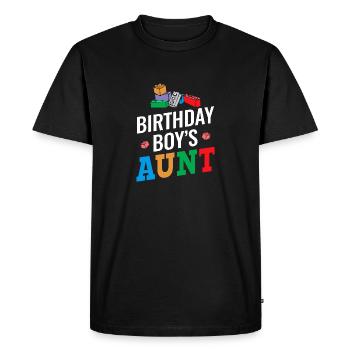 Blocs de construction de la tante du garçon d’anniversaire - T-shirt Premium bio Homme - noir - Devant - Nico (187cm)
