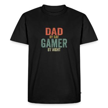 Dad by Day Gamer by Night - Men's Premium Organic T-Shirt - black - Front - Nico (187cm)