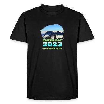 Restore Our Earth - Earth Day 2023 Support - Men's Premium Organic T-Shirt - black - Front - Nico (187cm)