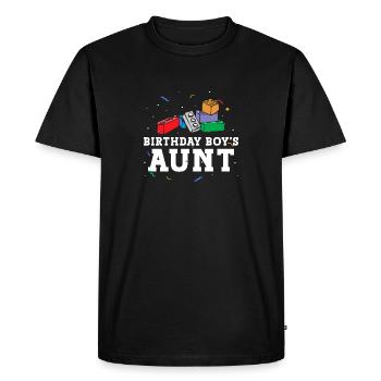 Blocs de construction de la tante du garçon d’anniversaire - T-shirt Premium bio Homme - noir - Devant - Nico (187cm)