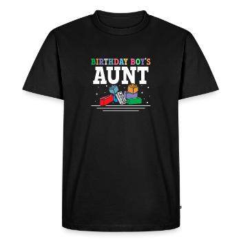 Blocs de construction de la tante du garçon d’anniversaire - T-shirt Premium bio Homme - noir - Devant - Nico (187cm)
