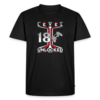 Niveau 18 Déverrouillé - T-shirt Premium bio Homme - noir - Devant - Nico (187cm)