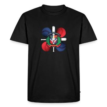 Dominican Republic Flag Baseball Bats Pelota - Men's Premium Organic T-Shirt - black - Front - Nico (187cm)