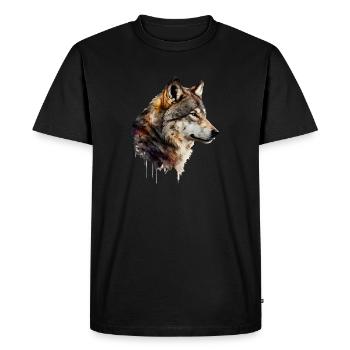 The Wolf - Men's Premium Organic T-Shirt - black - Front - Nico (187cm)