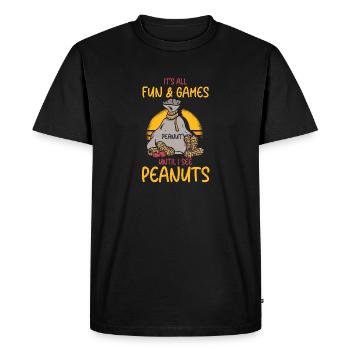 Tout est amusant et jeux jusqu’à ce que je cacahuètes - T-shirt Premium bio Homme - noir - Devant - Nico (187cm)