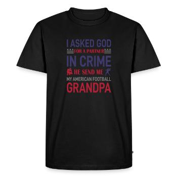 FoundLux, IL M’ENVOIE MON GRAND-PÈRE DE FOOTBALL AMÉRICAIN - T-shirt Premium bio Homme - noir - Devant - Nico (187cm)
