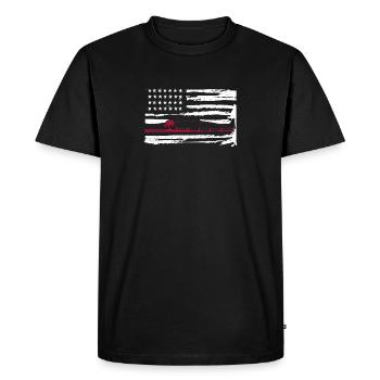 Drapeau américain canne à pêche Pole drôle - T-shirt Premium bio Homme - noir - Devant - Nico (187cm)