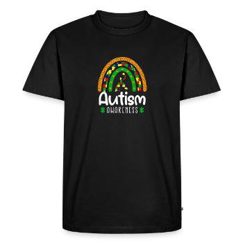 Leopard Rainbow Print - Autism Awareness - Men's Premium Organic T-Shirt - black - Front - Nico (187cm)