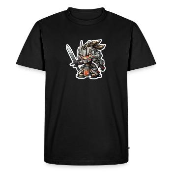 Chibi Samurai Robot - Men's Premium Organic T-Shirt - black - Front - Nico (187cm)