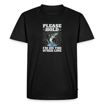 S’il vous plaît tenez je suis sur l’autre ligne Fish Fish Hook Fish - T-shirt Premium bio Homme - noir - Devant - Nico (187cm)