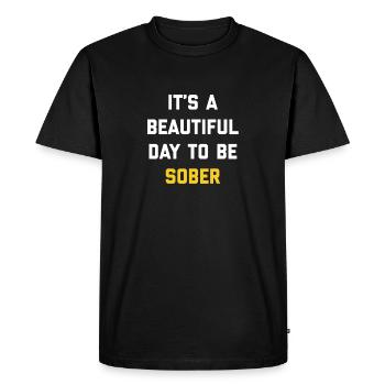 Cadeaux de sobriété pour l’anniversaire Addiction Sobre - T-shirt Premium bio Homme - noir - Devant - Nico (187cm)