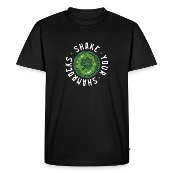 Funny Irish Saint Patricks Day Shake Your - Men's Premium Organic T-Shirt - black - Front - Nico (187cm)