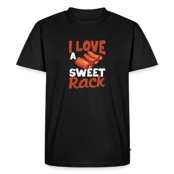 I Love A Sweet Rack BBQ Ribs Funny Barbecue Grill - Men's Premium Organic T-Shirt - black - Front - Nico (187cm)