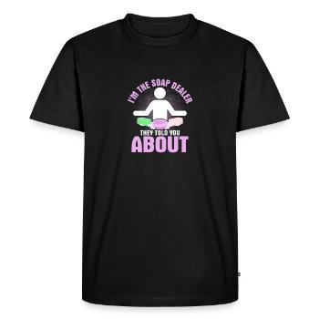 Je suis le marchand de savon Ils vous ont parlé du savonnier - T-shirt Premium bio Homme - noir - Devant - Nico (187cm)