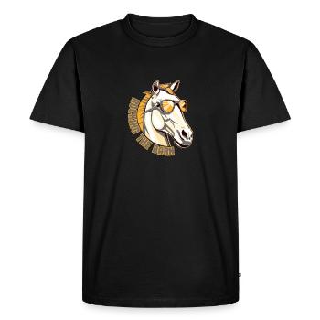 Horse Head with sunglasses - Horse Dad - Men's Premium Organic T-Shirt - black - Front - Nico (187cm)