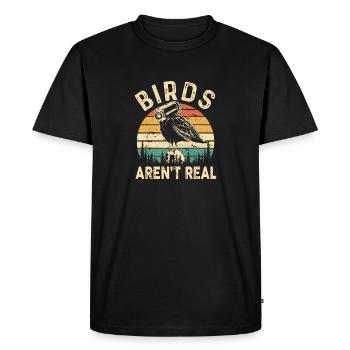 Les oiseaux rétro vintage drôles ne sont pas de vrais espions d’oiseaux - T-shirt Premium bio Homme - noir - Devant - Nico (187cm)