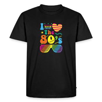 80s retro vintage costume year 80 love - Men's Premium Organic T-Shirt - black - Front - Nico (187cm)