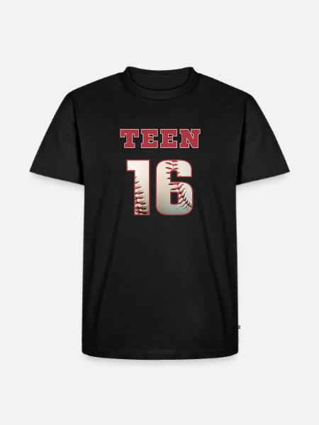 Baseball TEEN 16 - Männer Premium Bio T-Shirt - Schwarz