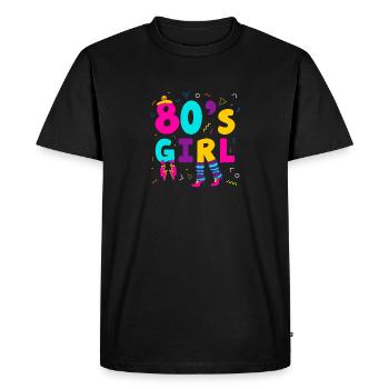 80's Girl Eighties Woman - Men's Premium Organic T-Shirt - black - Front - Nico (187cm)