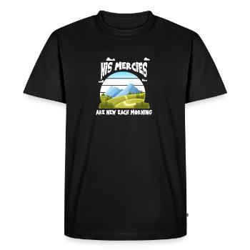 His Mercies Are New Each Morning Nature Mountains God - Men's Premium Organic T-Shirt - black - Front - Nico (187cm)