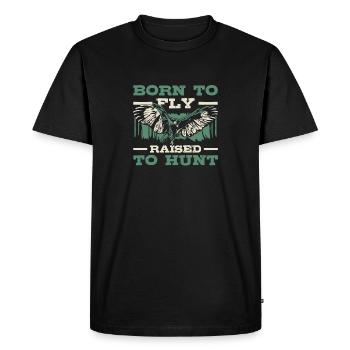 Né pour voler et élevé pour chasser - T-shirt Premium bio Homme - noir - Devant - Nico (187cm)