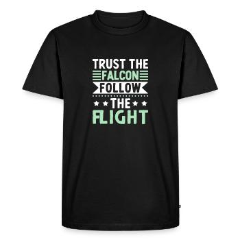 Trust the falcon Follow the flight - Men's Premium Organic T-Shirt - black - Front - Nico (187cm)