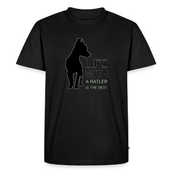 Life with a Ratler is the best - Men's Premium Organic T-Shirt - black - Front - Nico (187cm)