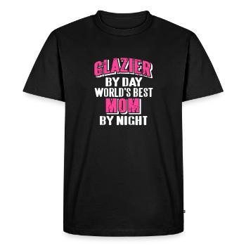 Glazier By Day World's Best Mom By Night Funny - Men's Premium Organic T-Shirt - black - Front - Nico (187cm)