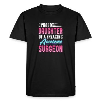 Fière fille d’un chirurgien génial rétro - T-shirt Premium bio Homme - noir - Devant - Nico (187cm)