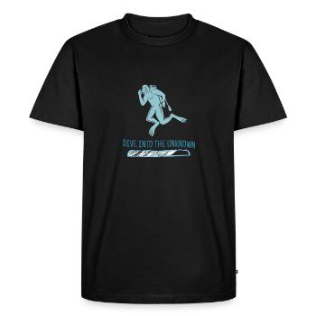Dive Into The Unknown Retro Diver Designs Present - Men's Premium Organic T-Shirt - black - Front - Nico (187cm)