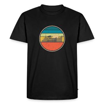 Colorful retro vintage graphics with a view of Rome - Men's Premium Organic T-Shirt - black - Front - Nico (187cm)