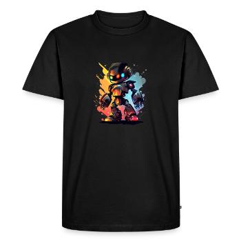 Retro Robot Cute Technologie d’ingénieur robotique mignon - T-shirt Premium bio Homme - noir - Devant - Nico (187cm)