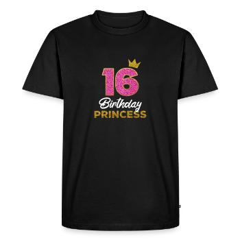 16 Anniversaire Princesse Fête d’anniversaire Anniversaire - T-shirt Premium bio Homme - noir - Devant - Nico (187cm)