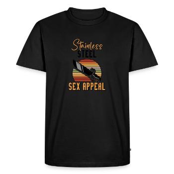 Funny Knife Collector Stainless Steel Sex Appeal - Men's Premium Organic T-Shirt - black - Front - Nico (187cm)