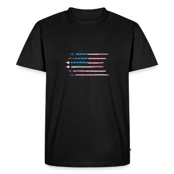 American Flag Military Jet Plane Aviation - Men's Premium Organic T-Shirt - black - Front - Nico (187cm)