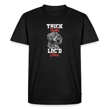 Cuisses épaisses Loc’d Vibes Afro Cheveux Noir Américain - T-shirt Premium bio Homme - noir - Devant - Nico (187cm)
