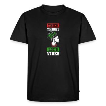Cuisses épaisses Loc’d Vibes Afro Cheveux Noir Américain - T-shirt Premium bio Homme - noir - Devant - Nico (187cm)