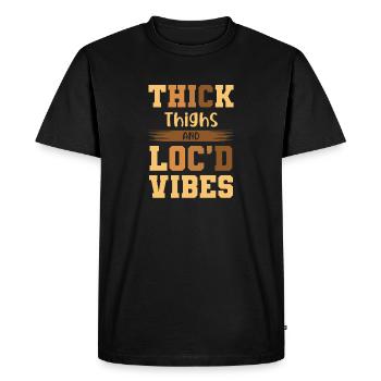 Cuisses épaisses Loc’d Vibes Afro Cheveux Noir Américain - T-shirt Premium bio Homme - noir - Devant - Nico (187cm)