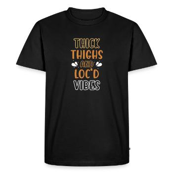 Cuisses épaisses Loc’d Vibes Afro Cheveux Noir Américain - T-shirt Premium bio Homme - noir - Devant - Nico (187cm)