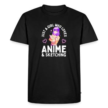 Anime and Sketching Just a Girl Who Loves Anime - Men's Premium Organic T-Shirt - black - Front - Nico (187cm)