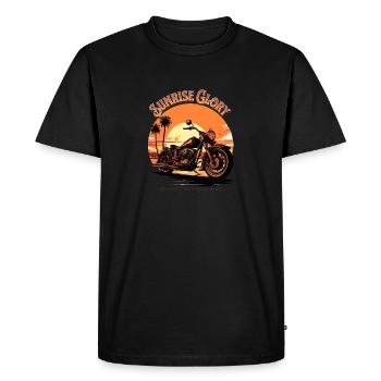 Balade du dimanche matin - Coucher de soleil sur la moto vintage - T-shirt Premium bio Homme - noir - Devant - Nico (187cm)