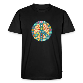 Peace Heart Sign Lovers Art Hippie Groovy Vibes - Men's Premium Organic T-Shirt - black - Front - Nico (187cm)