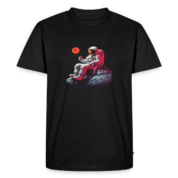 Astronaute comique assis avec de la crème glacée - T-shirt Premium bio Homme - noir - Devant - Nico (187cm)