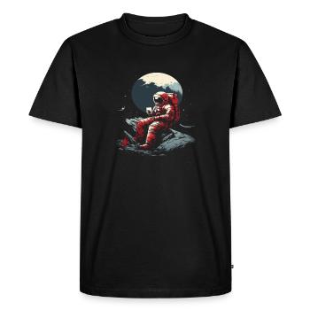 Astronaute sur la lune Grignoter une glace - T-shirt Premium bio Homme - noir - Devant - Nico (187cm)