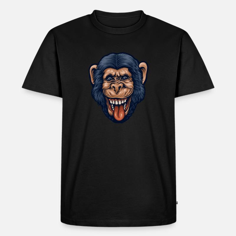Schimpansenkopf - Männer Premium Bio T-Shirt - Schwarz