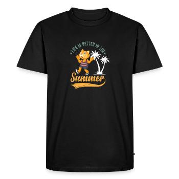 Cat in summer - Men's Premium Organic T-Shirt - black - Front - Nico (187cm)